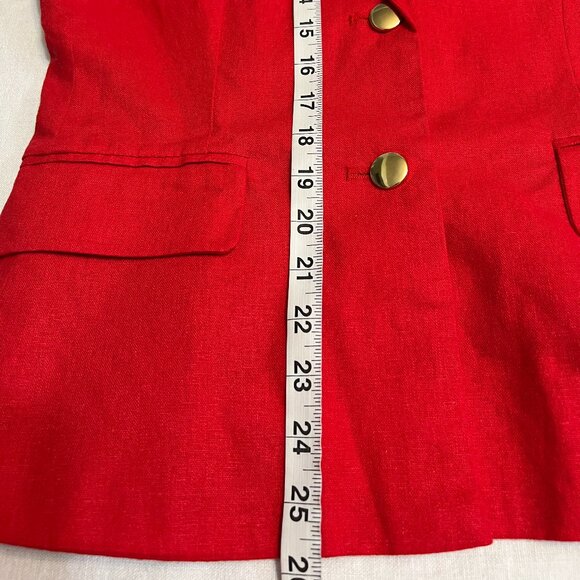Harve Benard Red Linen Blazer Women's Size 8 Gold Button 2 Button Jacket Lined - Picture 8 of 11